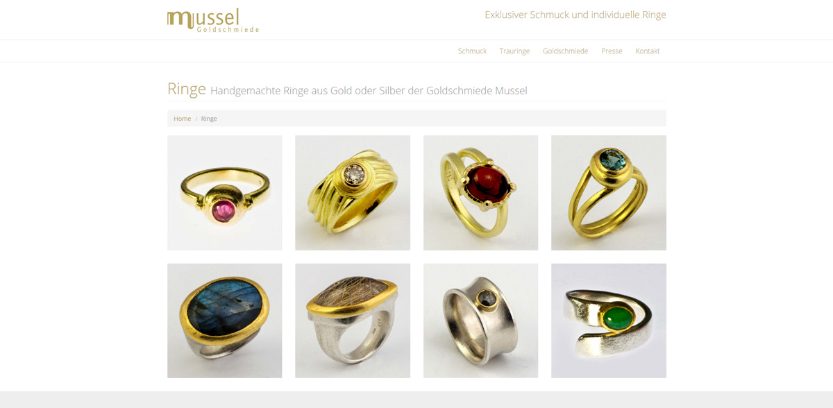 Ringe der Goldschmiede Mussel Relaunch Website